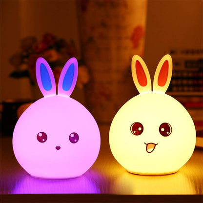 Silicone Rabbit Night Lamp For Kids, USB Rechargeable, Colour Changing LED, 15 cm