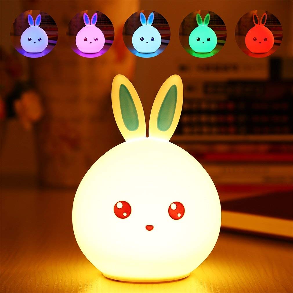 Silicone Rabbit Night Lamp For Kids, USB Rechargeable, Colour Changing LED, 15 cm