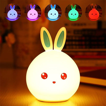 Silicone Rabbit Night Lamp For Kids, USB Rechargeable, Colour Changing LED, 15 cm