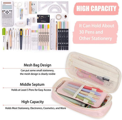 Big Capacity Pencil Case I Compartment Case Stationery Bag Durable Pencil Pouch for Students