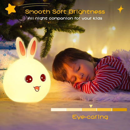 Silicone Rabbit Night Lamp For Kids, USB Rechargeable, Colour Changing LED, 15 cm